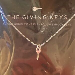 NWT The Giving Keys Mini Key Necklace engraved with believe